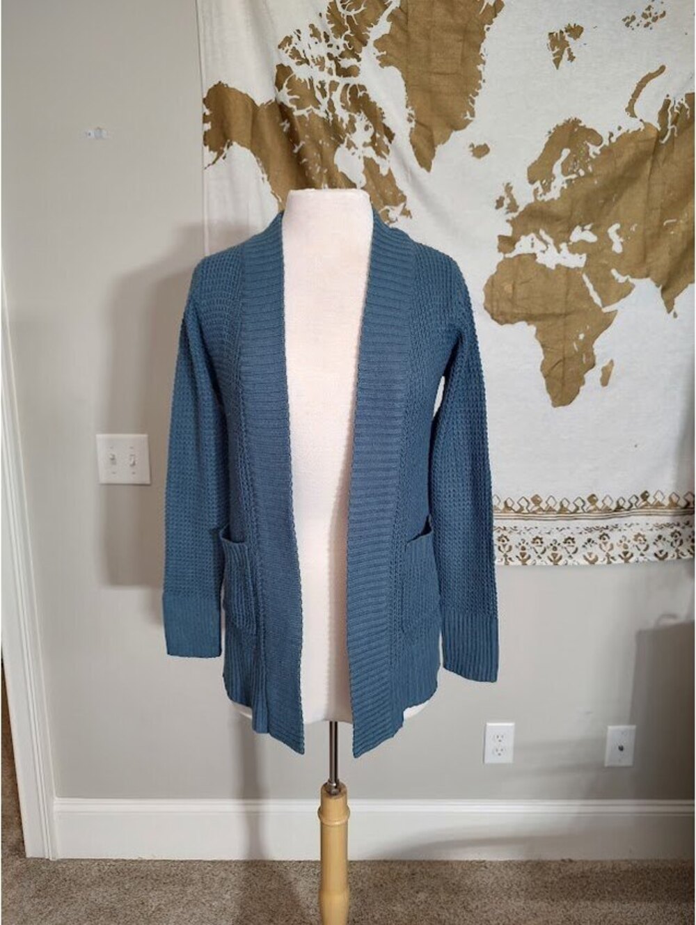 Streetwear Society Blue Knit Open Front Cardigan Medium